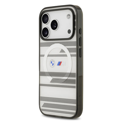 iPhone 17 Pro Kılıf BMW Orjinal Lisanslı M-safe Şarj Özellikli Metal Kamera Butonlu Yatay Şeritli M Dizayn Kılıf