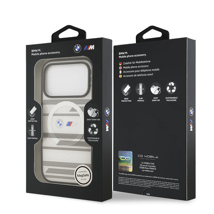 iPhone 17 Pro Kılıf BMW Orjinal Lisanslı M-safe Şarj Özellikli Metal Kamera Butonlu Yatay Şeritli M Dizayn Kılıf