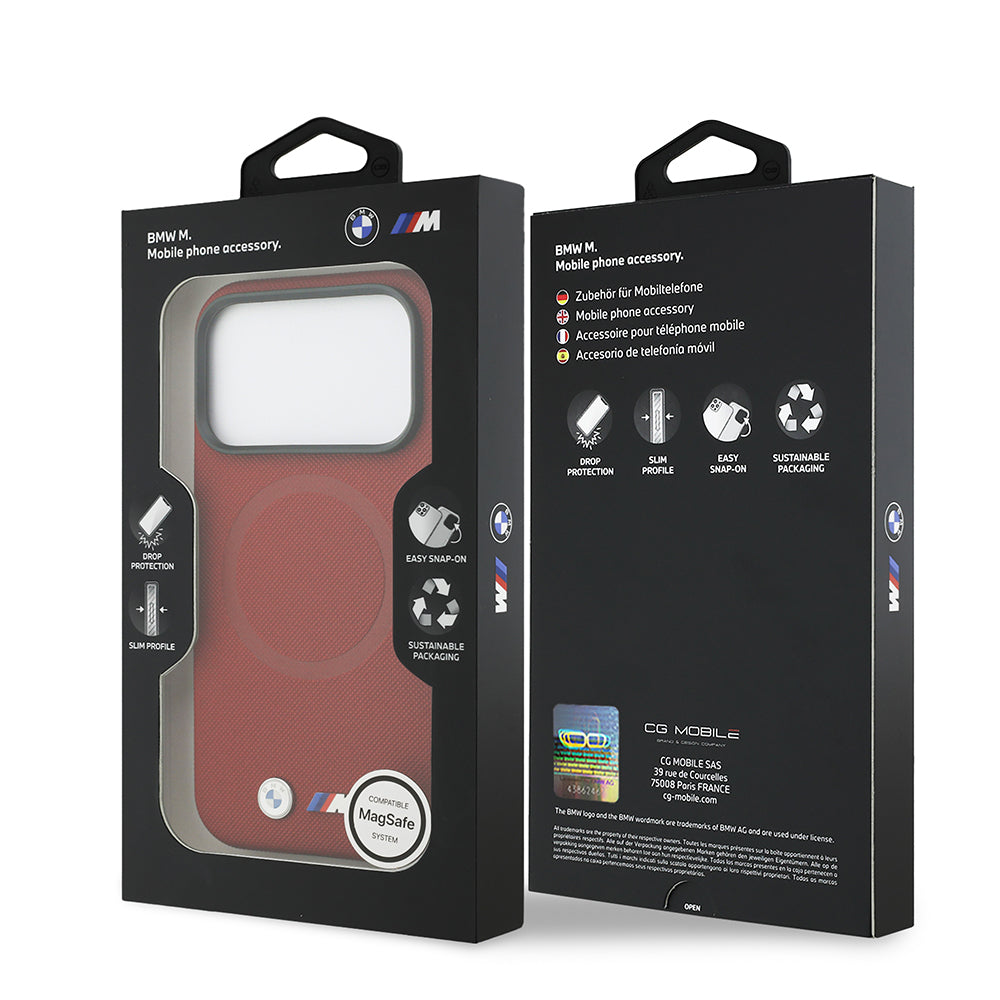 iPhone 17 Pro Kılıf BMW Orjinal Lisanslı M-safe Şarj Özellikli Metal Logolu Delikli M Dizayn Deri Kılıf