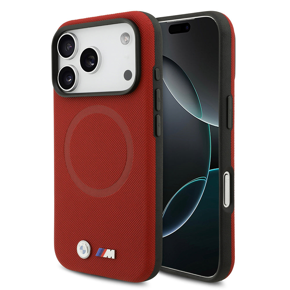 iPhone 17 Pro Kılıf BMW Orjinal Lisanslı M-safe Şarj Özellikli Metal Logolu Delikli M Dizayn Deri Kılıf