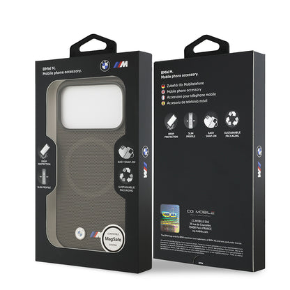 iPhone 17 Pro Kılıf BMW Orjinal Lisanslı M-safe Şarj Özellikli Metal Logolu Delikli M Dizayn Deri Kılıf