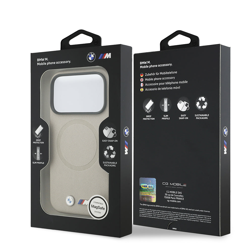 iPhone 17 Pro Kılıf BMW Orjinal Lisanslı M-safe Şarj Özellikli Metal Logolu Delikli M Dizayn Deri Kılıf