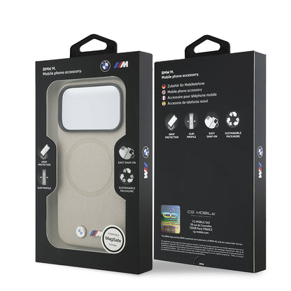 iPhone 17 Pro Kılıf BMW Orjinal Lisanslı M-safe Şarj Özellikli Metal Logolu Delikli M Dizayn Deri Kılıf