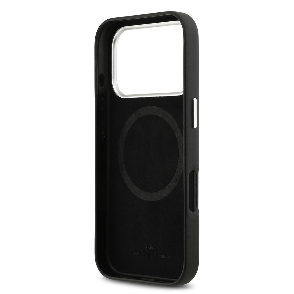 iPhone 17 Pro Kılıf BMW Orjinal Lisanslı M-safe Şarj Özellikli Metal Logolu Tam Kaplama Deri Kılıf