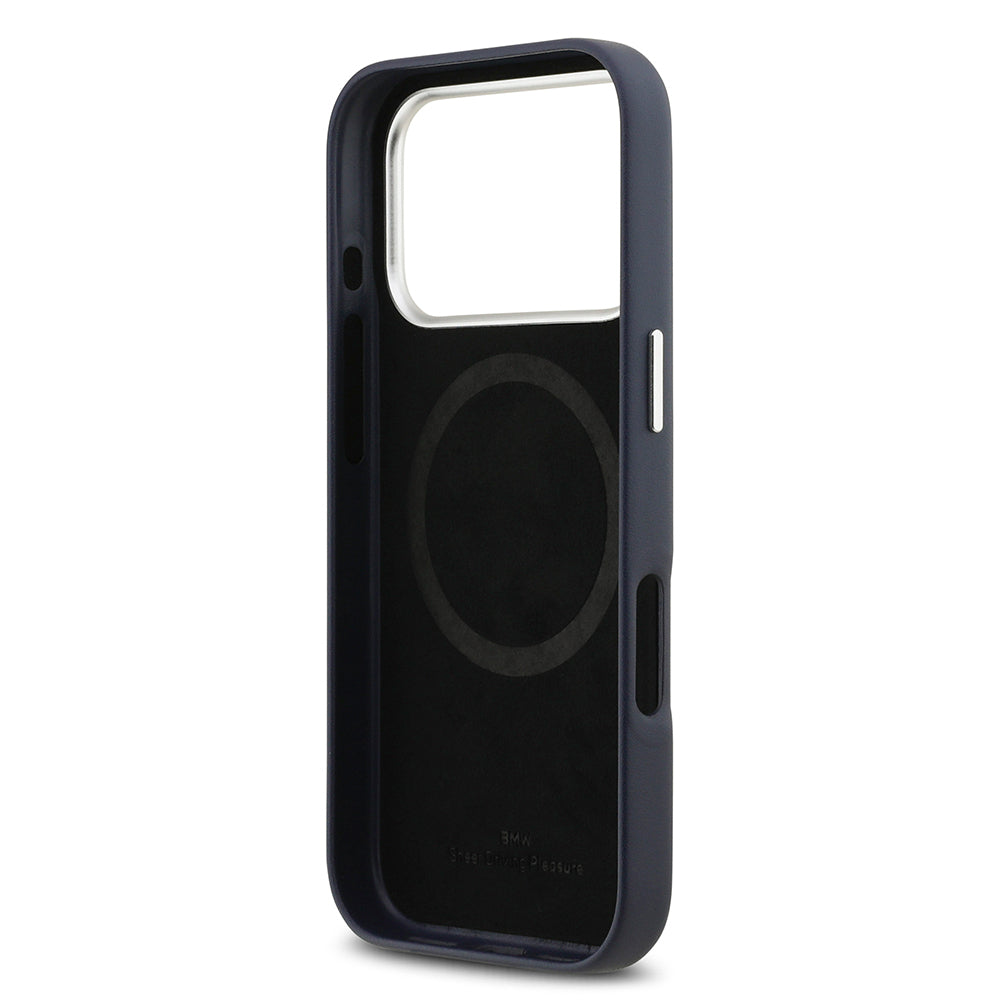 iPhone 17 Pro Kılıf BMW Orjinal Lisanslı M-safe Şarj Özellikli Metal Logolu Tam Kaplama Deri Kılıf