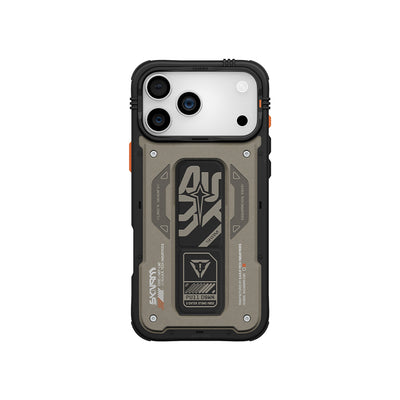 Apple iPhone 17 Pro Kılıf Desenli Airbag Tasarımlı Standlı Skinarma Aegis Kapak Gri