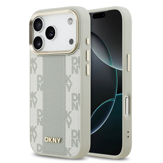 iPhone 17 Pro Kılıf DKNY Orjinal Lisanslı M-safe Şarj Özellikli 3D Yazılı Checkered Pattern Kılıf