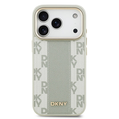 iPhone 17 Pro Kılıf DKNY Orjinal Lisanslı M-safe Şarj Özellikli 3D Yazılı Checkered Pattern Kılıf