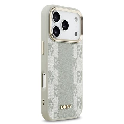 iPhone 17 Pro Kılıf DKNY Orjinal Lisanslı M-safe Şarj Özellikli 3D Yazılı Checkered Pattern Kılıf