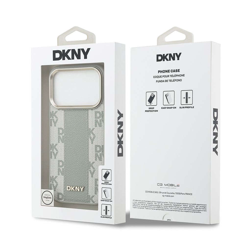 iPhone 17 Pro Kılıf DKNY Orjinal Lisanslı M-safe Şarj Özellikli 3D Yazılı Checkered Pattern Kılıf
