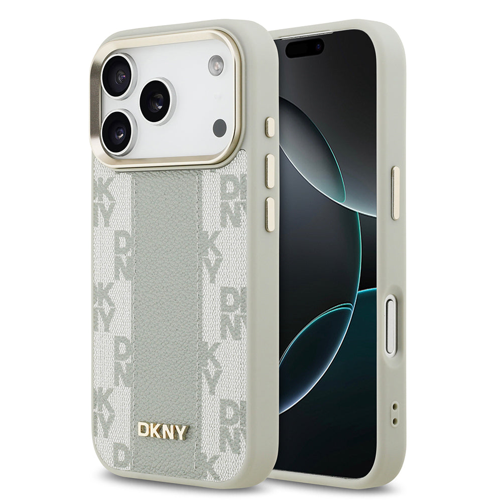 iPhone 17 Pro Kılıf DKNY Orjinal Lisanslı M-safe Şarj Özellikli 3D Yazılı Checkered Pattern Kılıf