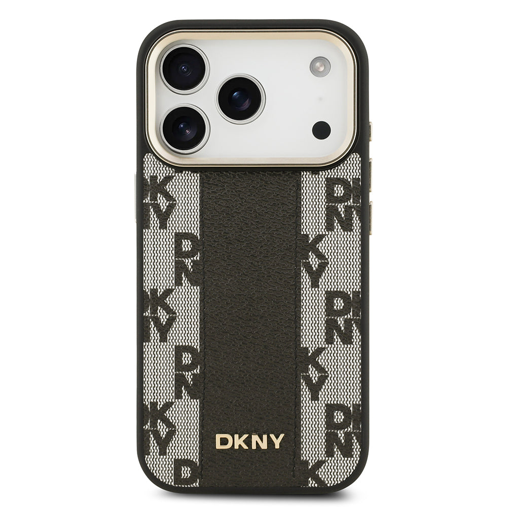 iPhone 17 Pro Kılıf DKNY Orjinal Lisanslı M-safe Şarj Özellikli 3D Yazılı Checkered Pattern Kılıf