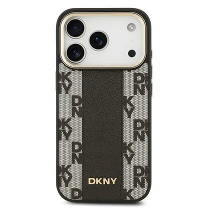 iPhone 17 Pro Kılıf DKNY Orjinal Lisanslı M-safe Şarj Özellikli 3D Yazılı Checkered Pattern Kılıf