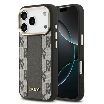 iPhone 17 Pro Kılıf DKNY Orjinal Lisanslı M-safe Şarj Özellikli 3D Yazılı Checkered Pattern Kılıf