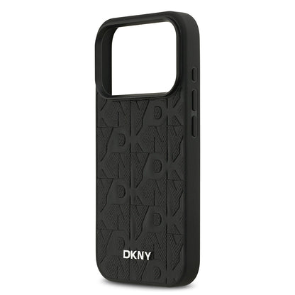 Apple iPhone 17 Pro Kılıf DKNY Orjinal Lisanslı M-safe Şarj Özellikli 3D Yazılı Grid Pattern Kapak