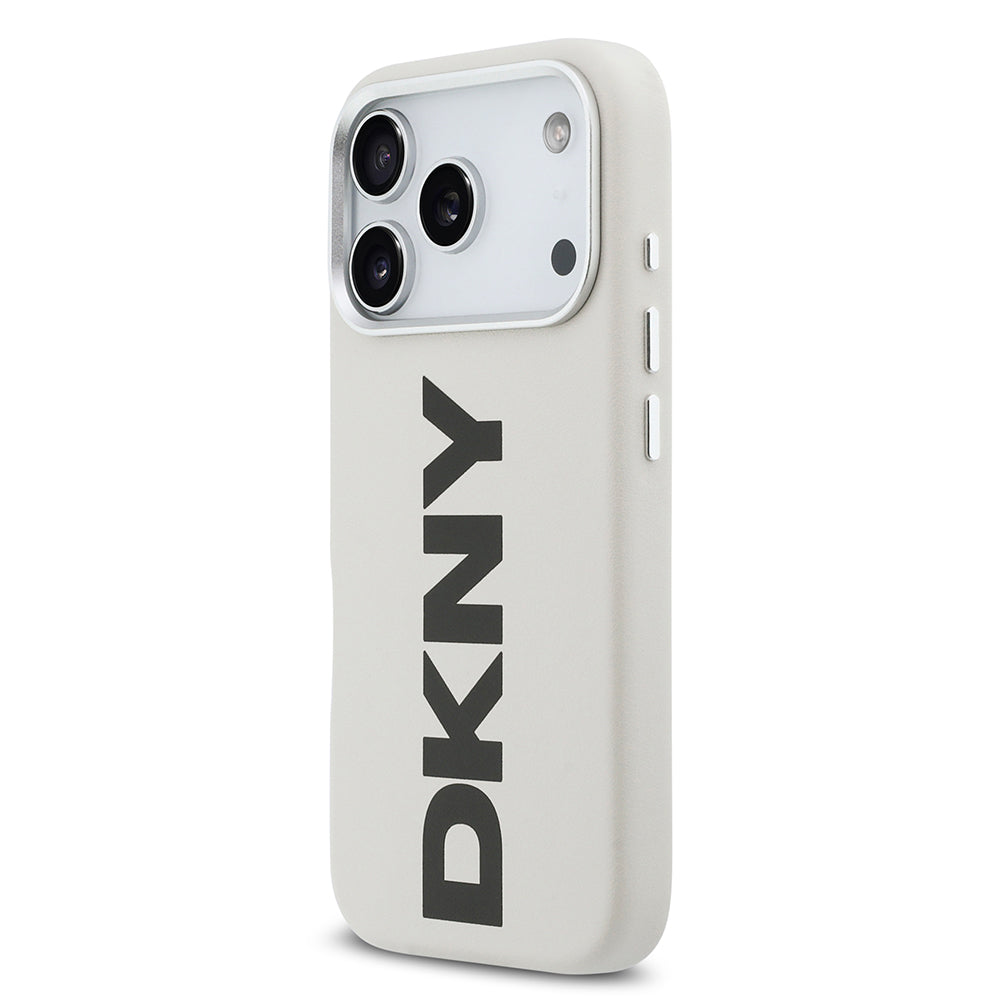 Apple iPhone 17 Pro Kılıf DKNY Orjinal Lisanslı M-safe Şarj Özellikli PU Büyük Dikey Logolu Kapak