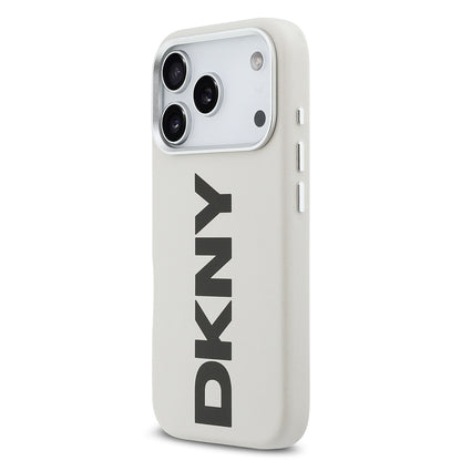 Apple iPhone 17 Pro Kılıf DKNY Orjinal Lisanslı M-safe Şarj Özellikli PU Büyük Dikey Logolu Kapak