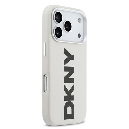 Apple iPhone 17 Pro Kılıf DKNY Orjinal Lisanslı M-safe Şarj Özellikli PU Büyük Dikey Logolu Kapak