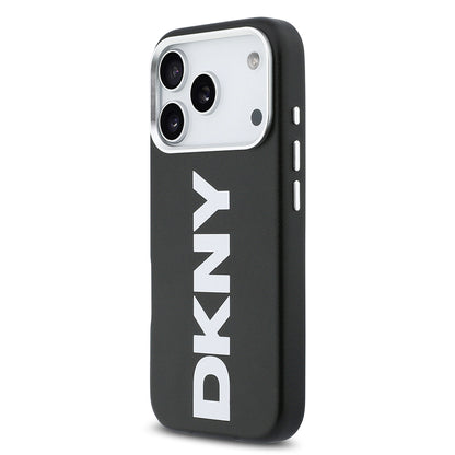 Apple iPhone 17 Pro Kılıf DKNY Orjinal Lisanslı M-safe Şarj Özellikli PU Büyük Dikey Logolu Kapak