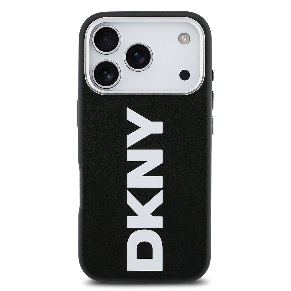 Apple iPhone 17 Pro Kılıf DKNY Orjinal Lisanslı M-safe Şarj Özellikli PU Büyük Dikey Logolu Kapak