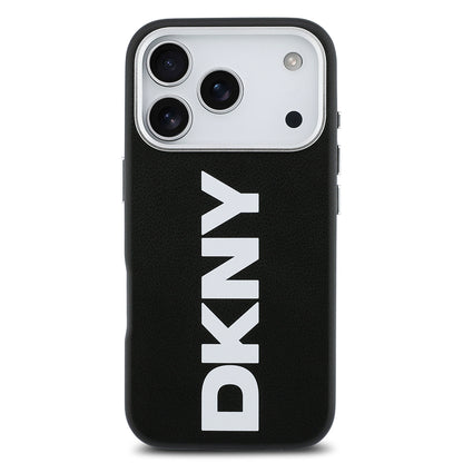Apple iPhone 17 Pro Kılıf DKNY Orjinal Lisanslı M-safe Şarj Özellikli PU Büyük Dikey Logolu Kapak