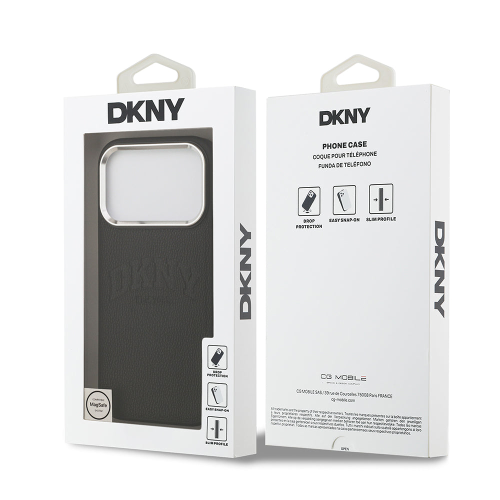 iPhone 17 Pro Kılıf DKNY Orjinal Lisanslı M-safe Şarj Özellikli PU Deri Kabartmalı Kılıf