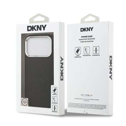 iPhone 17 Pro Kılıf DKNY Orjinal Lisanslı M-safe Şarj Özellikli PU Deri Kabartmalı Kılıf
