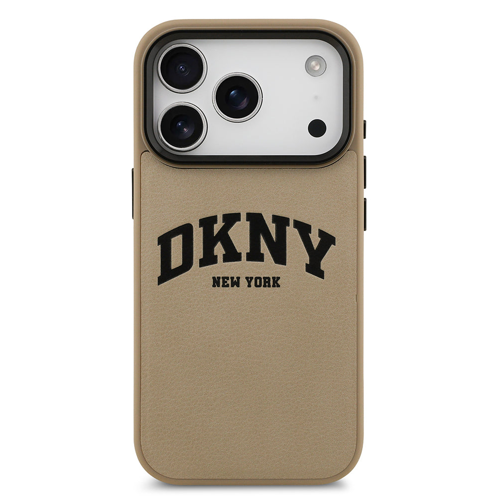 iPhone 17 Pro Kılıf DKNY Orjinal Lisanslı M-safe Şarj Özellikli PU Deri Kabartmalı Kılıf
