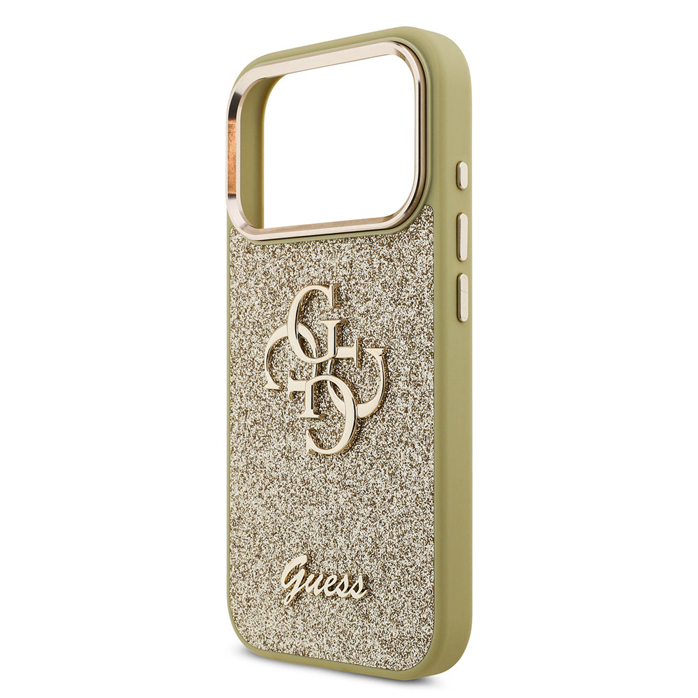 iPhone 17 Pro Kılıf Guess Orjinal Lisanslı 4G Büyük Metal Kamera Çerçeveli ve Logolu Glitter Kılıf