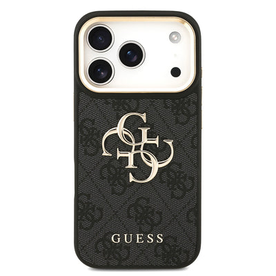 Apple iPhone 17 Pro Kılıf Guess Orjinal Lisanslı 4G Büyük Metal Logolu Kalın Askılı Kapak Siyah