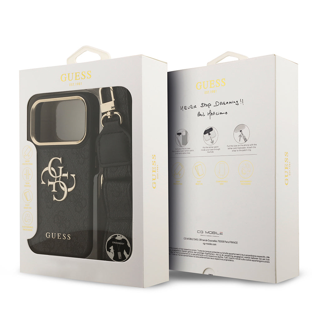 iPhone 17 Pro Kılıf Guess Orjinal Lisanslı 4G Büyük Metal Logolu Kalın Askılı Kılıf