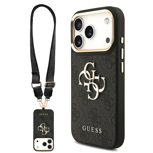 iPhone 17 Pro Kılıf Guess Orjinal Lisanslı 4G Büyük Metal Logolu Kalın Askılı Kılıf