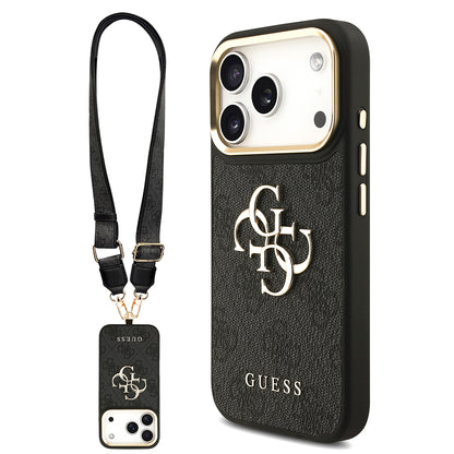 iPhone 17 Pro Kılıf Guess Orjinal Lisanslı 4G Büyük Metal Logolu Kalın Askılı Kılıf