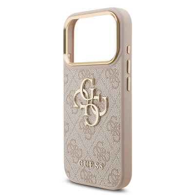Apple iPhone 17 Pro Kılıf Guess Orjinal Lisanslı 4G Büyük Metal Logolu Kalın Askılı Kapak Pembe