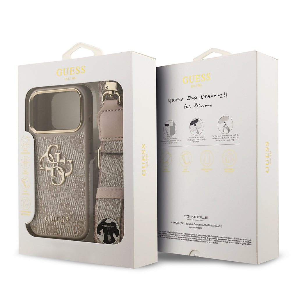 iPhone 17 Pro Kılıf Guess Orjinal Lisanslı 4G Büyük Metal Logolu Kalın Askılı Kılıf