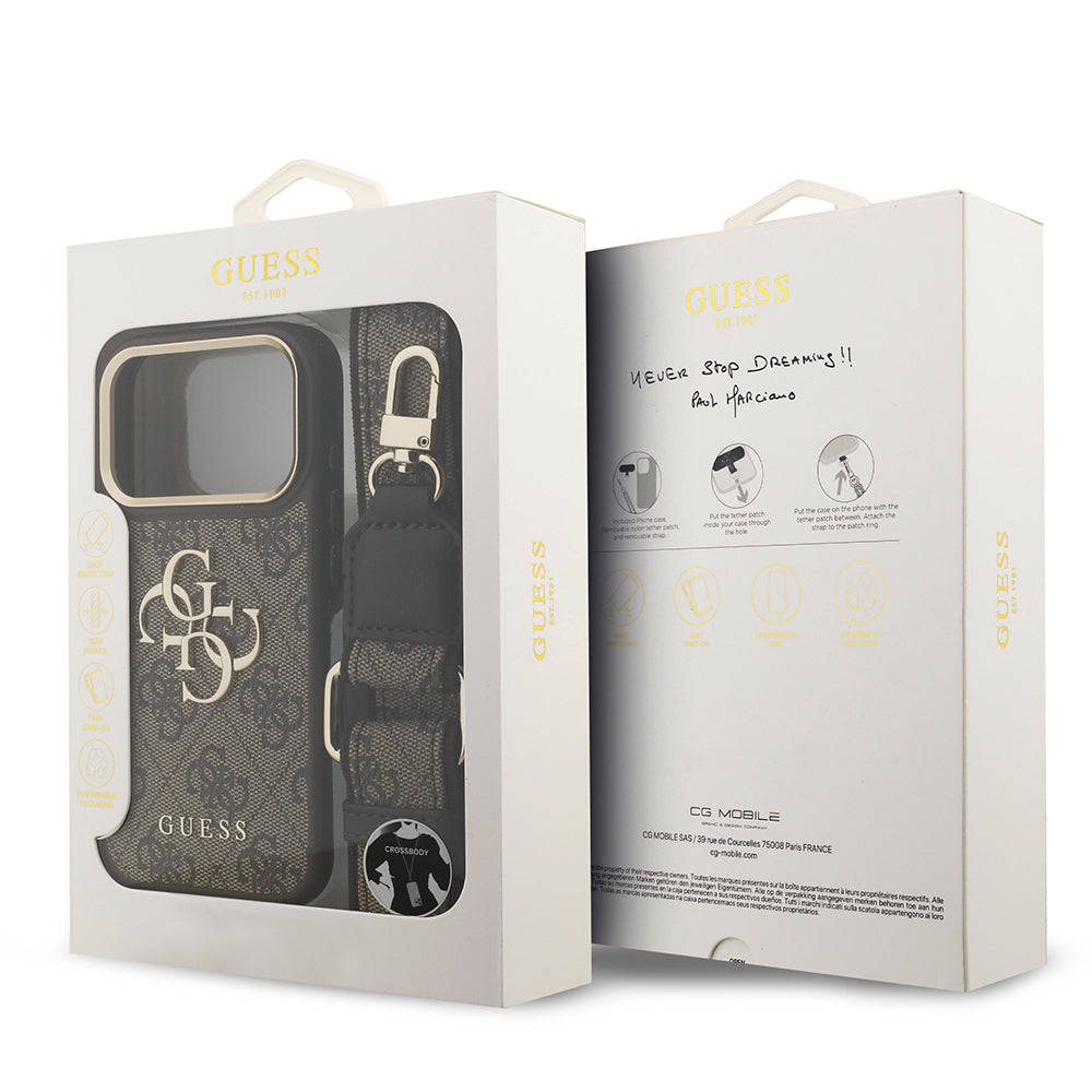 iPhone 17 Pro Kılıf Guess Orjinal Lisanslı 4G Büyük Metal Logolu Kalın Askılı Kılıf