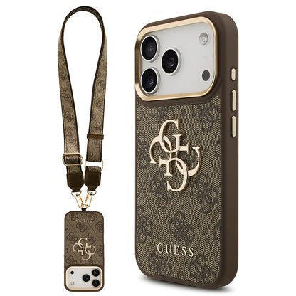 iPhone 17 Pro Kılıf Guess Orjinal Lisanslı 4G Büyük Metal Logolu Kalın Askılı Kılıf