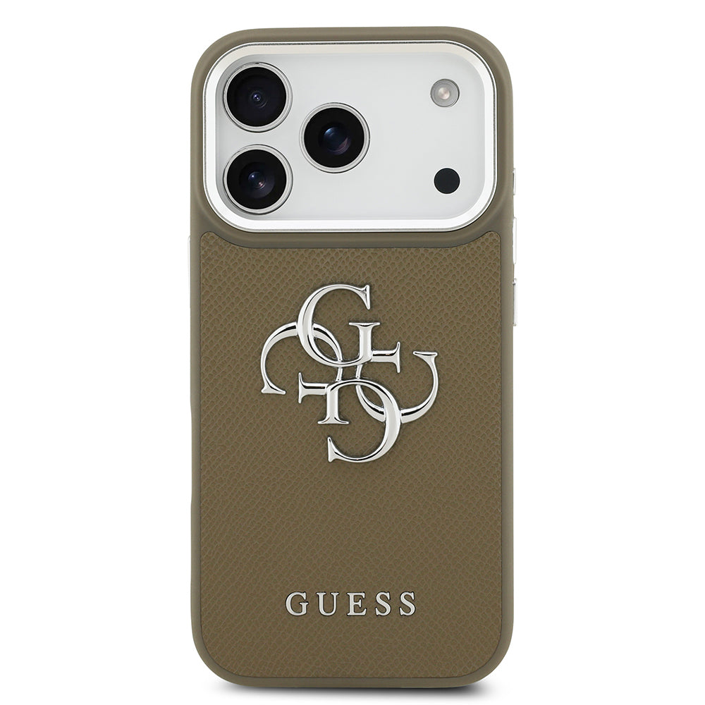 iPhone 17 Pro Kılıf Guess Orjinal Lisanslı Grained 4G Metal Büyük Logolu Kılıf