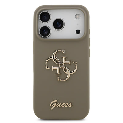Apple iPhone 17 Pro Kılıf Guess Orjinal Lisanslı Grained Yazı Logolu Kapak Yeşil