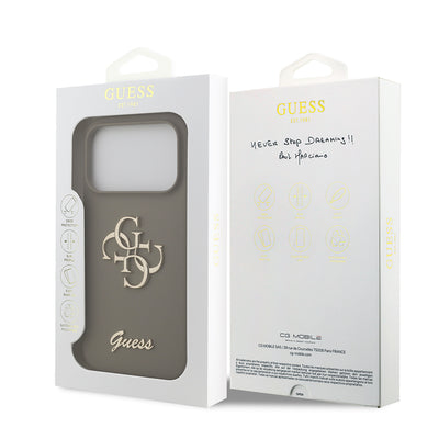 Apple iPhone 17 Pro Kılıf Guess Orjinal Lisanslı Grained Yazı Logolu Kapak Yeşil