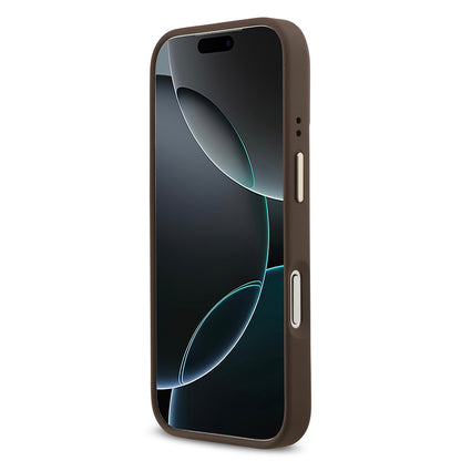 iPhone 17 Pro Kılıf Guess Orjinal Lisanslı M-safe Şarj Özellikli 4G Desenli PU Metal Plaka Klasik Logolu Kılıf