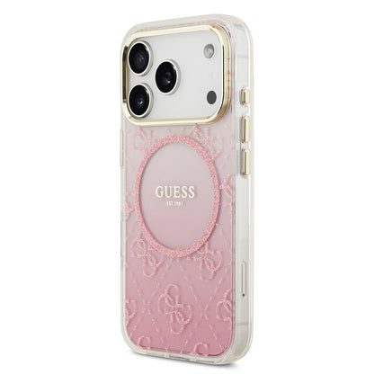 iPhone 17 Pro Kılıf Guess Orjinal Lisanslı M-safe Şarj Özellikli 4G Desenli Simli Silikon Kılıf