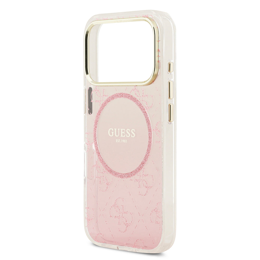 iPhone 17 Pro Kılıf Guess Orjinal Lisanslı M-safe Şarj Özellikli 4G Desenli Simli Silikon Kılıf