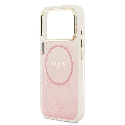 iPhone 17 Pro Kılıf Guess Orjinal Lisanslı M-safe Şarj Özellikli 4G Desenli Simli Silikon Kılıf