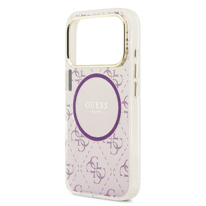 iPhone 17 Pro Kılıf Guess Orjinal Lisanslı M-safe Şarj Özellikli 4G Desenli Simli Silikon Kılıf