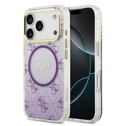 iPhone 17 Pro Kılıf Guess Orjinal Lisanslı M-safe Şarj Özellikli 4G Desenli Simli Silikon Kılıf