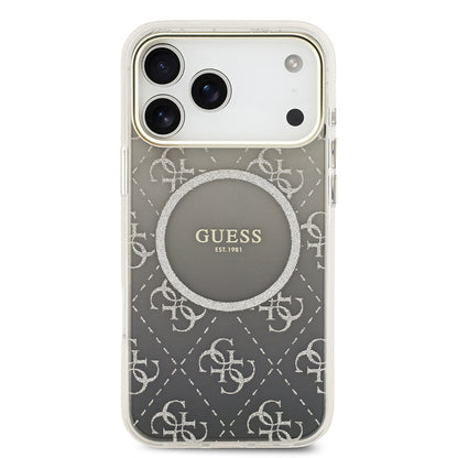 iPhone 17 Pro Kılıf Guess Orjinal Lisanslı M-safe Şarj Özellikli 4G Desenli Simli Silikon Kılıf