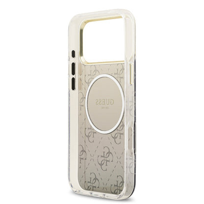 iPhone 17 Pro Kılıf Guess Orjinal Lisanslı M-safe Şarj Özellikli 4G Desenli Simli Silikon Kılıf