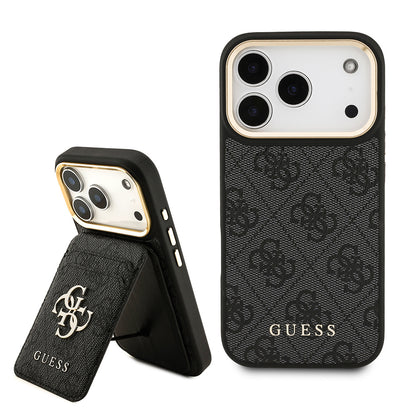 iPhone 17 Pro Kılıf Guess Orjinal Lisanslı M-safe Şarj Özellikli 4G Metal Büyük Logolu Kartlıklı Kılıf