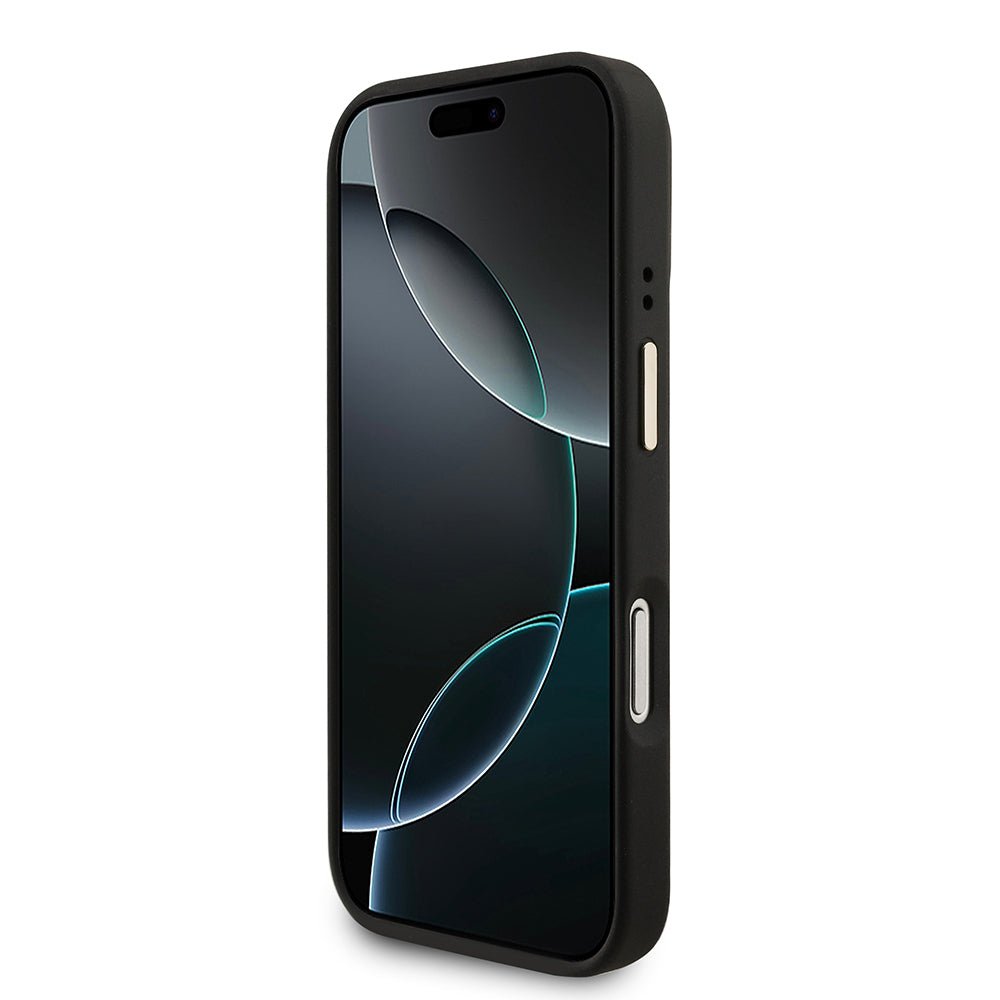 iPhone 17 Pro Kılıf Guess Orjinal Lisanslı M-safe Şarj Özellikli 4G Metal Büyük Logolu Kartlıklı Kılıf